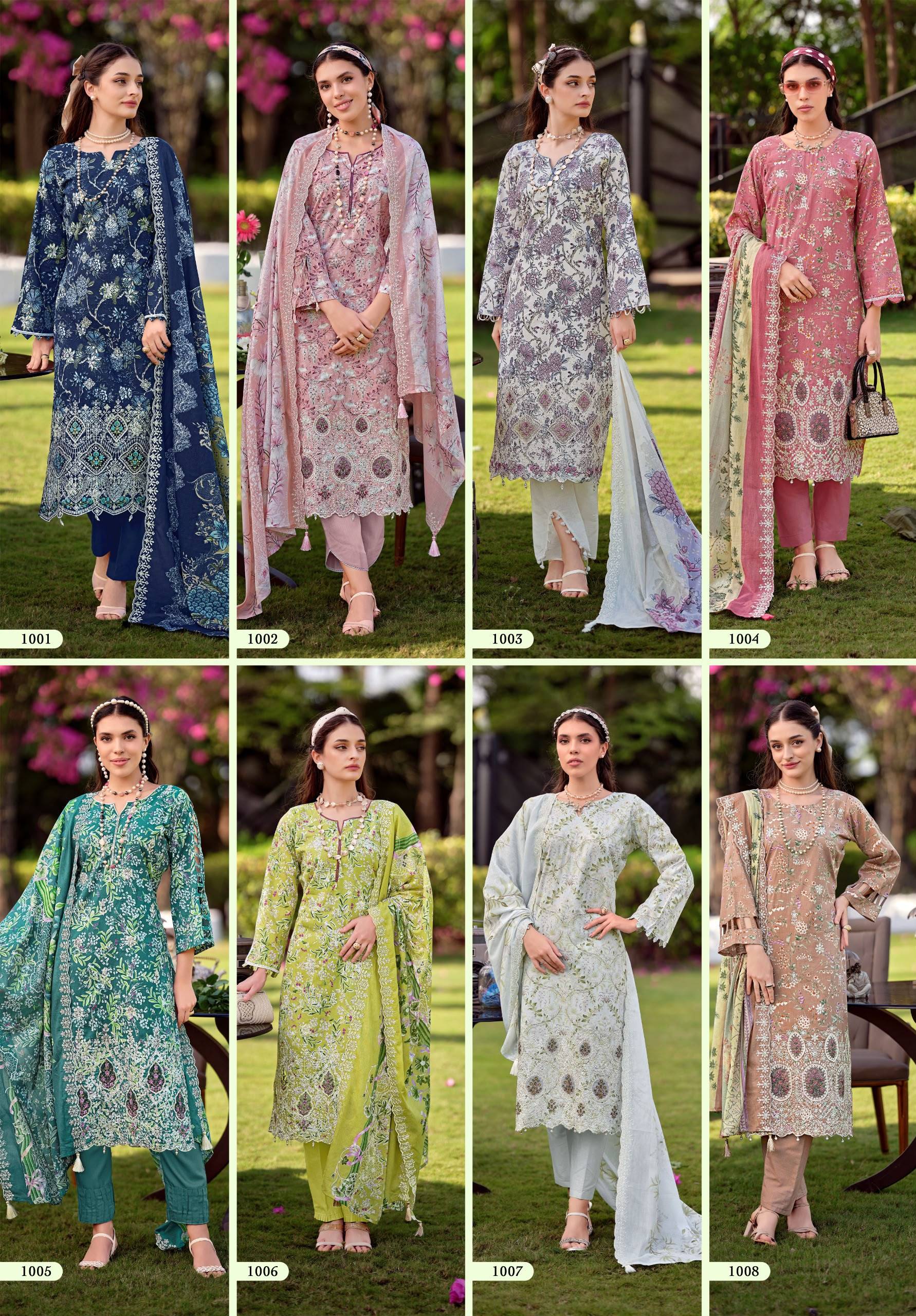 DASTAAN-E-JASHAN VOL 3 By KHUDHA BAKSH 1001 To 1008 Series Pakistani Suits casual Wear PURE LAWN Readymade Stitched Dresses At Wholesale